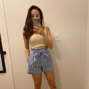 H&M Striped Paperbag Shorts